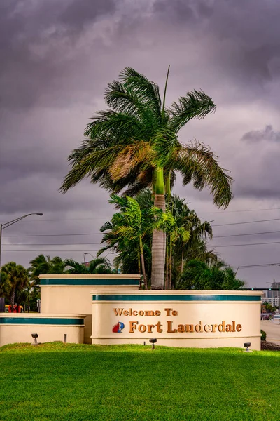 Fort Lauderdale, FL, USA - January 9, 2021: Welcome to Fort Lauderdale sign on S Federal Highway A1A