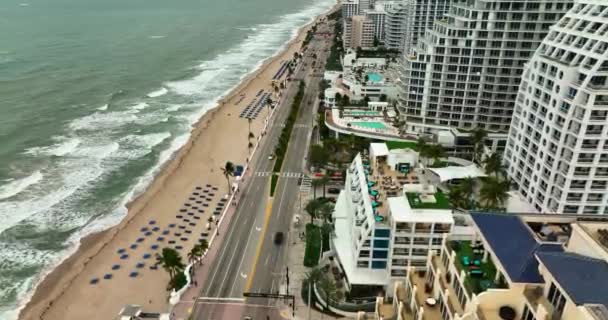 Slow Aerial Tour Resorts Fort Lauderdale Beach — Stock Video