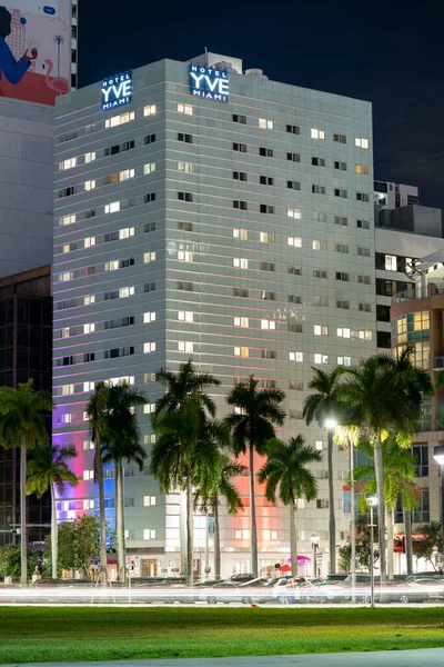 Night Photo Yve Hotel Downtown Miami — Stock Photo, Image