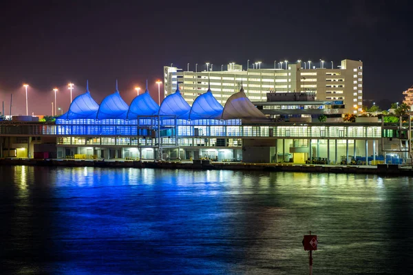 Porto Miami Terminal Navi Crociera Notte — Foto Stock