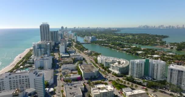 Havadan Görüntüler Collins Bulvarı Indian Creek Miami Sahili Sahil Adaları — Stok video