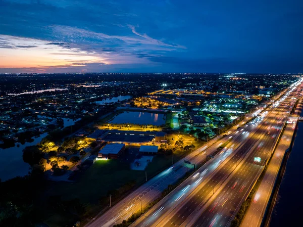 Aerial Twilight Photo Highway 595 Fort Lauderdale Estados Unidos — Foto de Stock