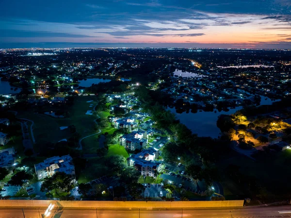 Nocne Zdjęcia Domów Mieszkalnych Davie Floryda Usa — Zdjęcie stockowe