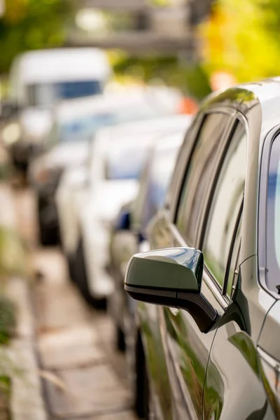 Foto Einer Reihe Von Autos Stau Der Stadt — Stockfoto