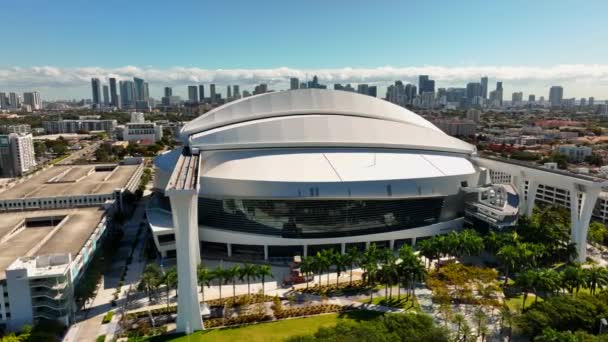 Légi Pálya Loandepot Park Miami Sport Stadion Kilátással Belvárosra — Stock videók