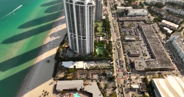 High Shot Miami Beach Höghus Lägenheter Stranden Havet — Stockvideo