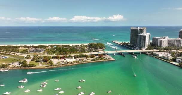 Miami Drohnenvideo Von Der Haulover Bal Harbour Bucht — Stockvideo