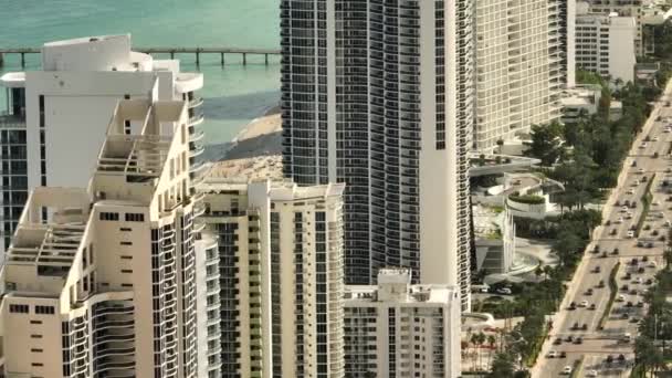 Aerial Parallax Video Miami Sunny Isles Beach Cityscape — Stock Video