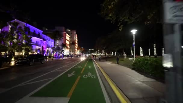 Miami Beach Usa Februari 2022 Tvåvägs Cykelbanor Miami Beach — Stockvideo