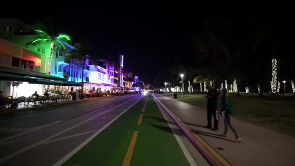 Miami Beach Usa February 2022 Neon Lights Miami Beach Night — 비디오