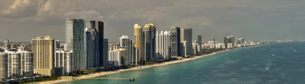 Aerial Drone Panorama Miami Beach Sunny Isles Highrise Condo Buildings — Stock Photo, Image