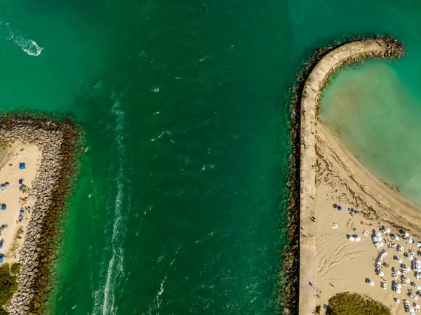 Aerial Drone Shot Haulover Beach Miami Inlet — Stock Photo, Image