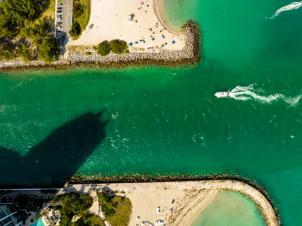 Aerial Drone Shot Haulover Beach Miami Inlet — Stock Photo, Image