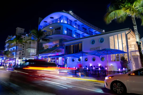 Miami Beach Usa February 2022 Night Photo Palace Hotel Restaurant — Stock Photo, Image