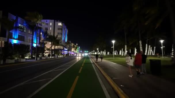 Miami Beach Usa Februari 2022 Bike Lane Miami Beach Ocean — Stockvideo
