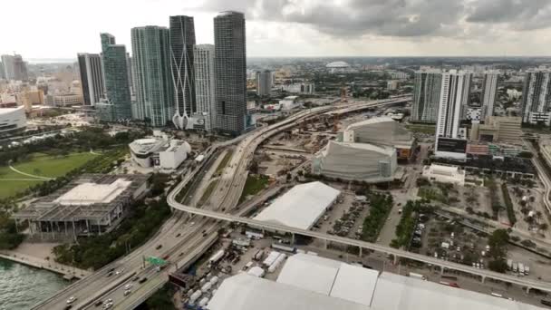 Légi Elszállítással Lőjék Hidakat Miami Belvárosában — Stock videók