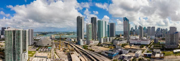Майами Флорида Сша Февраля 2022 Строительство Воздушного Фотомоста Центре Майами — стоковое фото