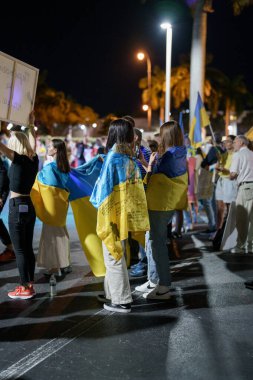 Hallandale, FL, ABD - 3 Mart 2022 Putin 'in Hallandale Ukrayna işgalini protesto