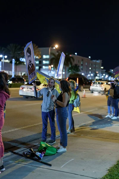 Hallandale Estados Unidos Marzo 2022 Protesta Hallandale Invasión Ucrania Rusia — Foto de Stock