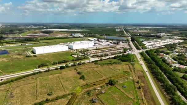 Letecké Video Tropicana Pomerančová Šťáva Výrobky Továrna Fort Pierce Florida — Stock video