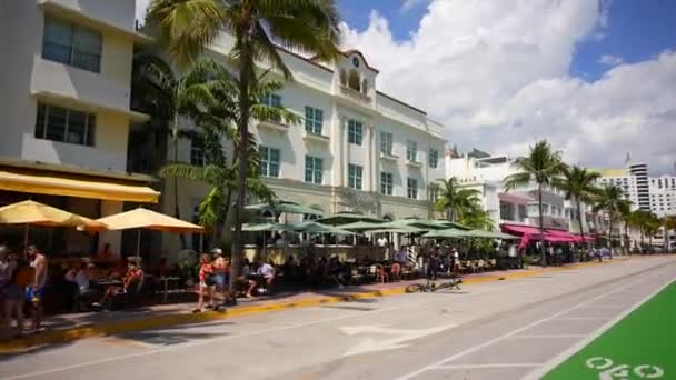 Världskända Miami Beach Ocean Drive Vår Break 2022 60Fps — Stockvideo