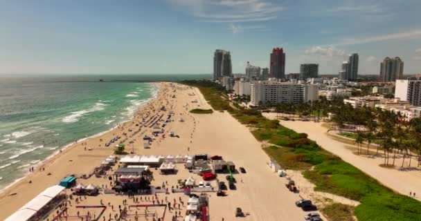 Eventos Vacaciones Miami Beach Carrete Vídeo Dron Aéreo — Vídeo de stock