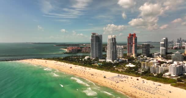 Spring Break Miami Beach 2022 Luchtfoto Drone Beelden — Stockvideo