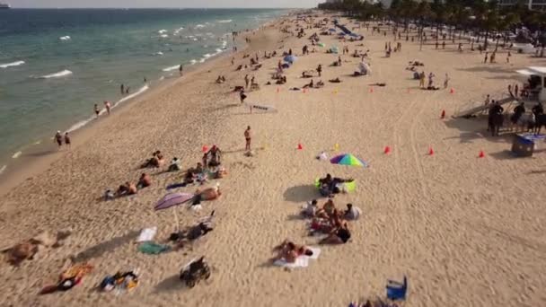 Overhead Shot Spring Break Fort Lauderdale Beach — Stock Video