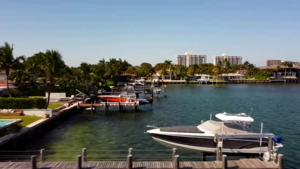 Video Aéreo Casas Barcos Lujo Miami Shores — Vídeo de stock