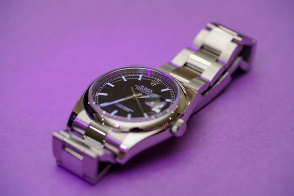 Studio Foto Rolex Datejust 116200 Svart Urtavla Med Lume Timme — Stockfoto