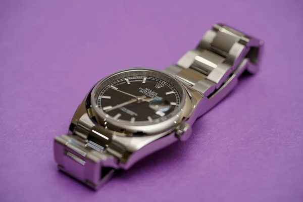 Studio Foto Rolex Datejust 116200 Svart Urtavla Med Lume Timme — Stockfoto