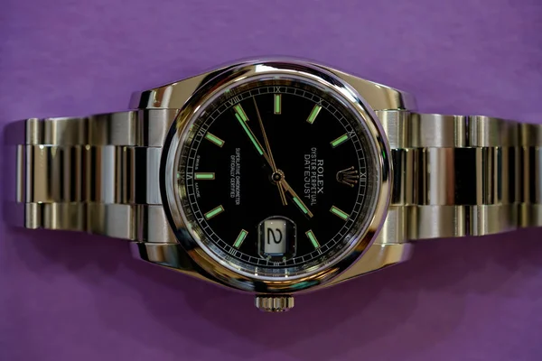 Studiofoto Einer Rolex Datejust 116200 Schwarzes Zifferblatt Mit Lume Indexen — Stockfoto