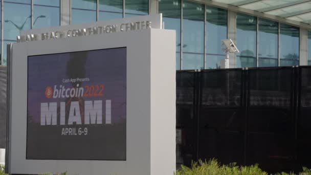 Цифровий Знак Біткоїна Маямі Конференц Центрі — стокове відео