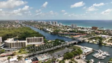 İnsansız hava aracı görüntüleri Hillsboro Köprüsü Deerfield Sahili Florida