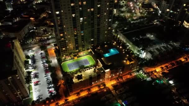 Yacht Club Vid Portofino Miami Beach Alton Road Pool Och — Stockvideo