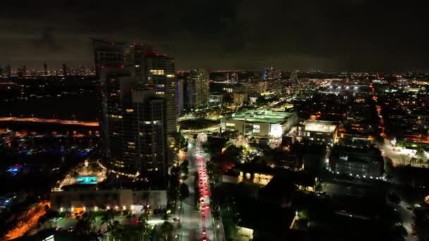 Miami Noc Drone Wideo — Wideo stockowe