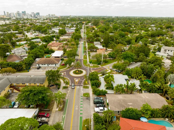 Quartiere Periferico Con Cerchio Traffico — Foto Stock