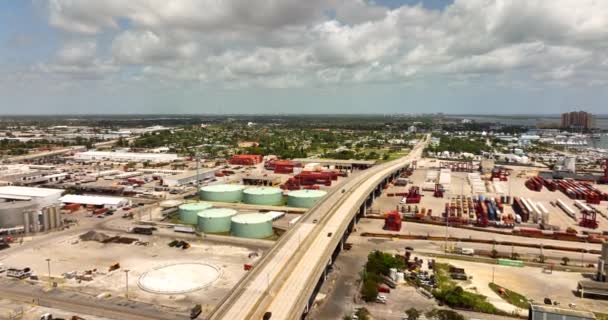 Escena Industrial Port Palm Beach Video Drones Aéreos — Vídeos de Stock