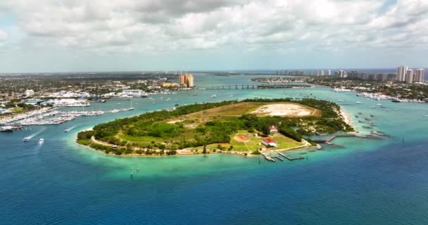 Insansız Hava Aracı Videosu Peanut Adası Batı Palm Beach — Stok video