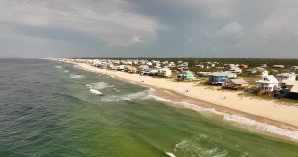 Luftaufnahmen Mit Drohnen Direkt Strand Ferienhäuser Golfküste Alabama — Stockvideo
