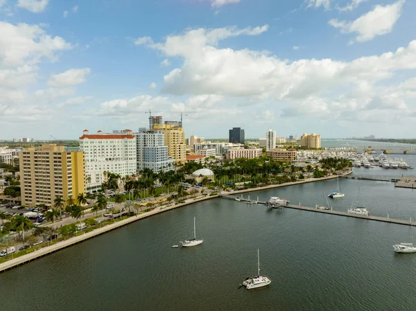 Downtown West Palm Beach Florida Tiro Com Drone — Fotografia de Stock