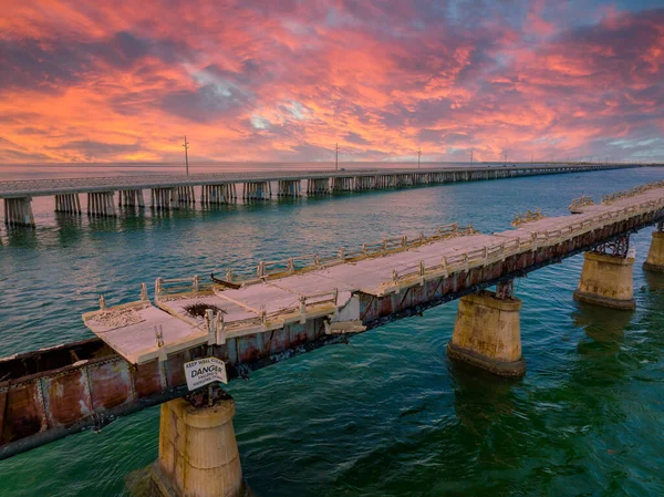 Photo Inspection Drone Vieux Pont Bahia Honda Dans Les Clés — Photo