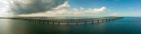 Aerial Panorama Photo Old Bahia Honda Bridge Florida Keys May — стокове фото