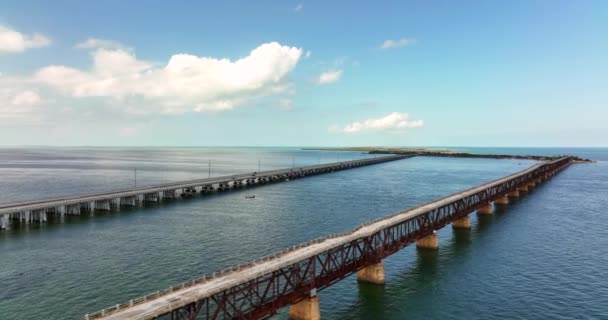 Riprese Aeree Drone Del Bahia Honda Bridge Florida Keys — Video Stock