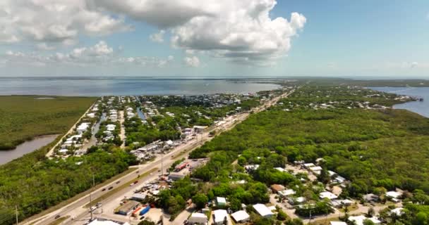 Flygdrönare Bilder Bostäder Key Largo Florida Stadsdelar — Stockvideo