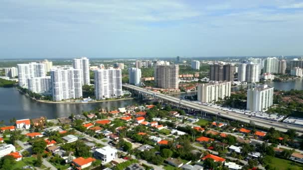 Aerial Miami Flood Zone Neighborhoods — Vídeo de stock