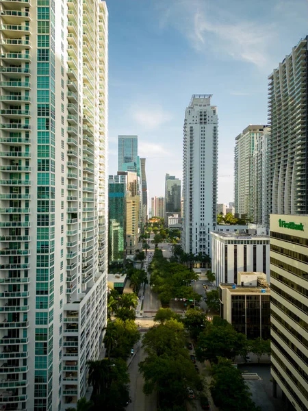 Letecká Vertikální Fotografie Downtown Miami Brickell — Stock fotografie