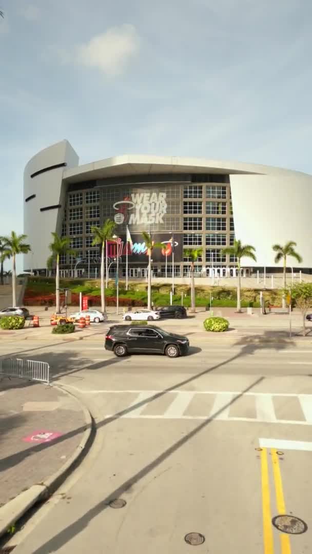 Vertical Aerial Video Ftx Arena Miami — Wideo stockowe