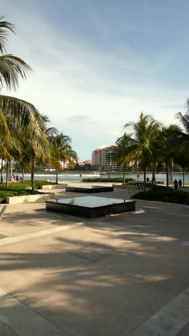 Vídeo Aéreo Vertical South Pointe Park Miami South Beach — Vídeos de Stock