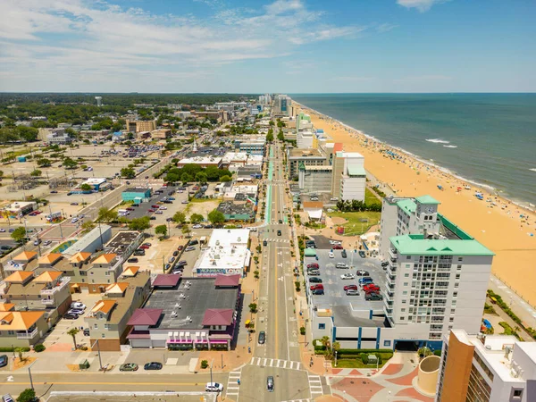 Aerial Drone Photo Atlantic Avenue Virginia Beach — Stock Photo, Image